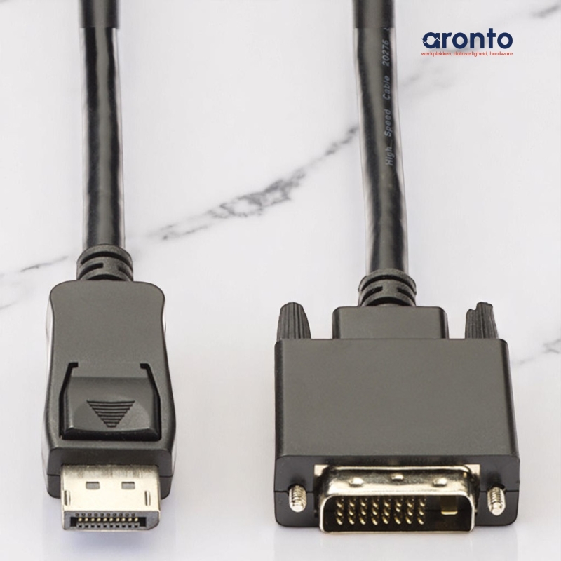 DVI‑naar‑DisplayPort‑kabel gebruikt – Full HD‑beeld voor werk of thuisgebruik