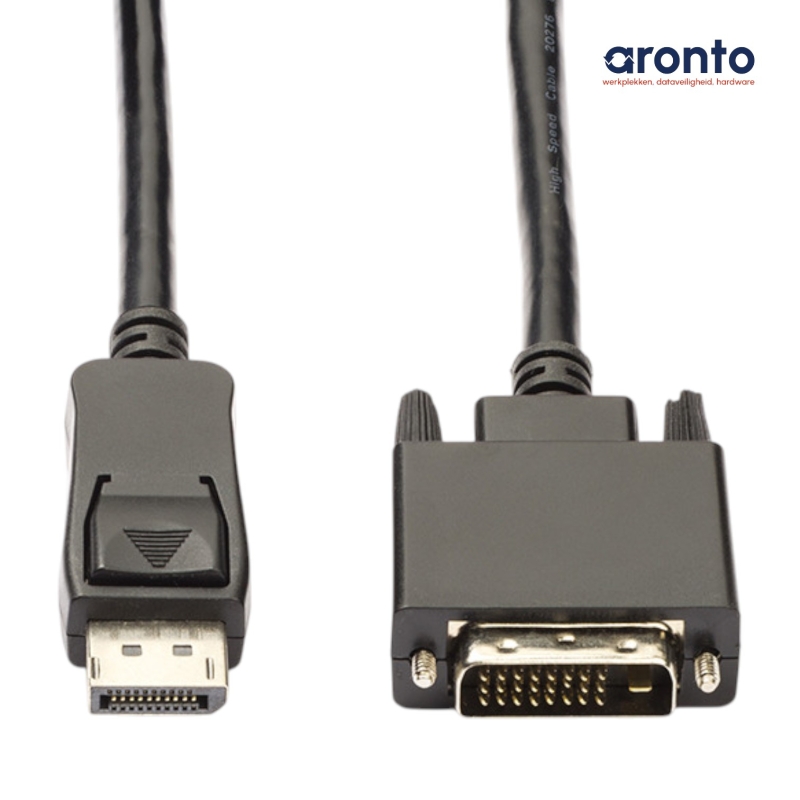 DVI‑naar‑DisplayPort‑kabel gebruikt – Full HD‑beeld voor werk of thuisgebruik