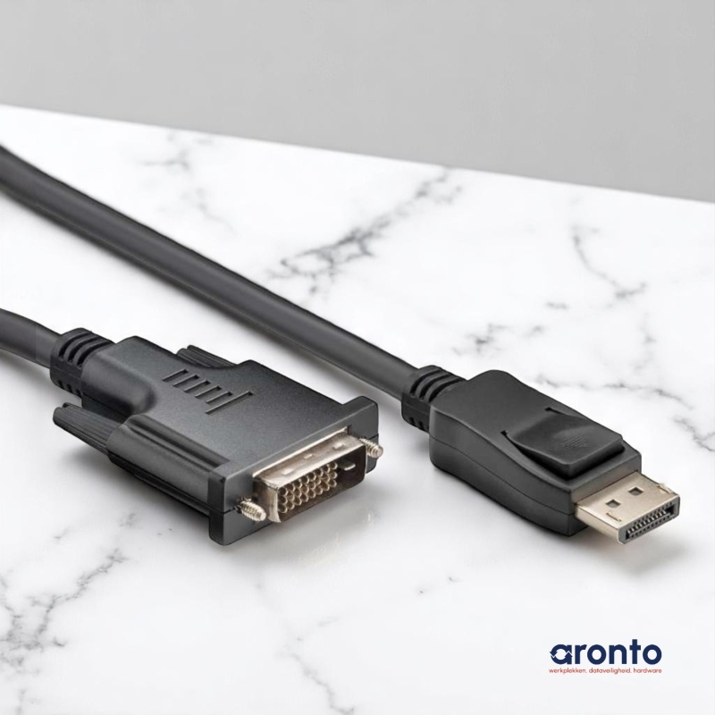 DVI‑naar‑DisplayPort‑kabel gebruikt – Full HD‑beeld voor werk of thuisgebruik